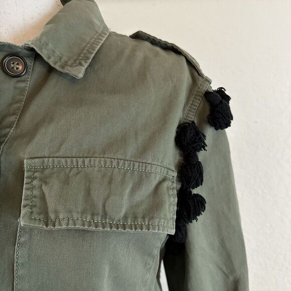 ZARA Womens Embroidered Pom Pom Jacket Size XS Military Tassel Boho Festival - Picture 6 of 8